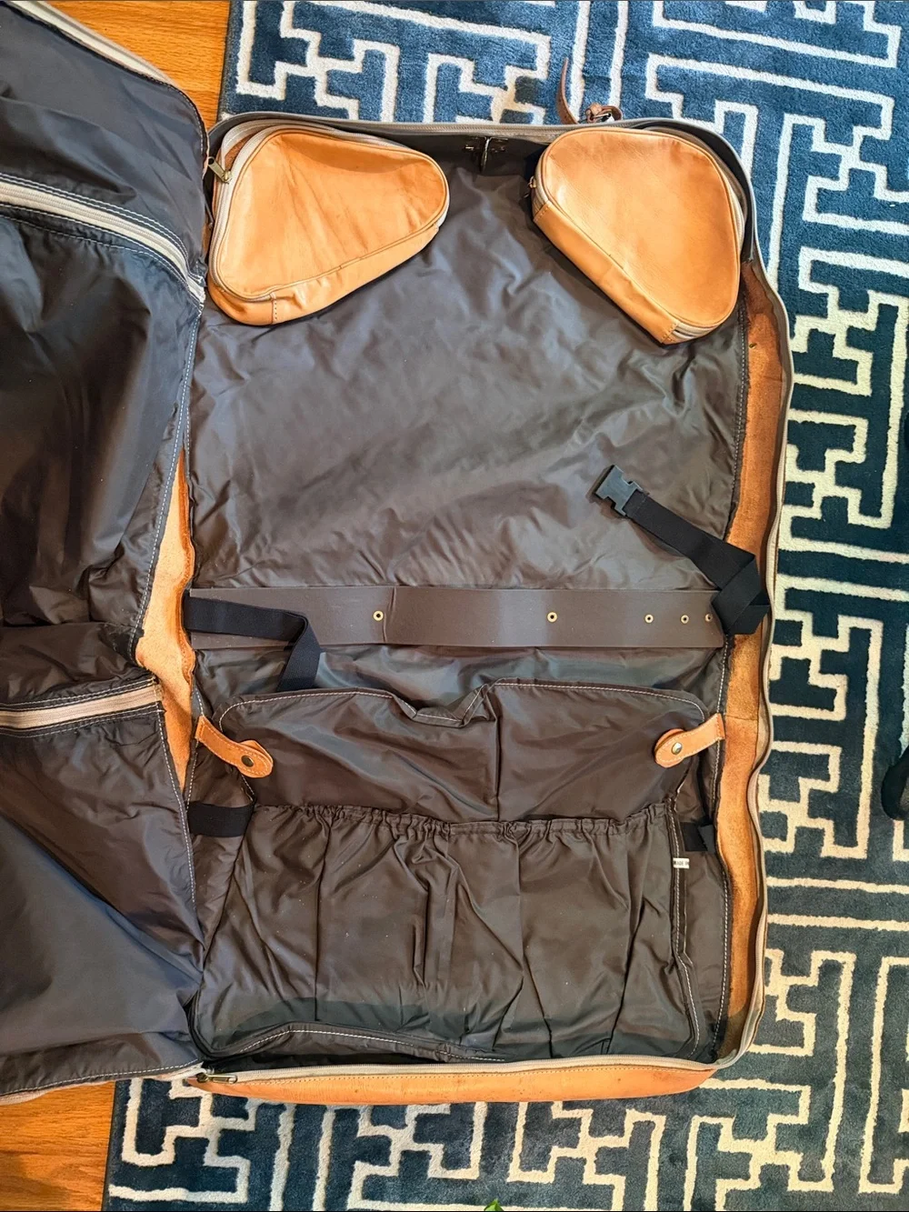 Hand-Tooled Leather Weekender Bag in Tan